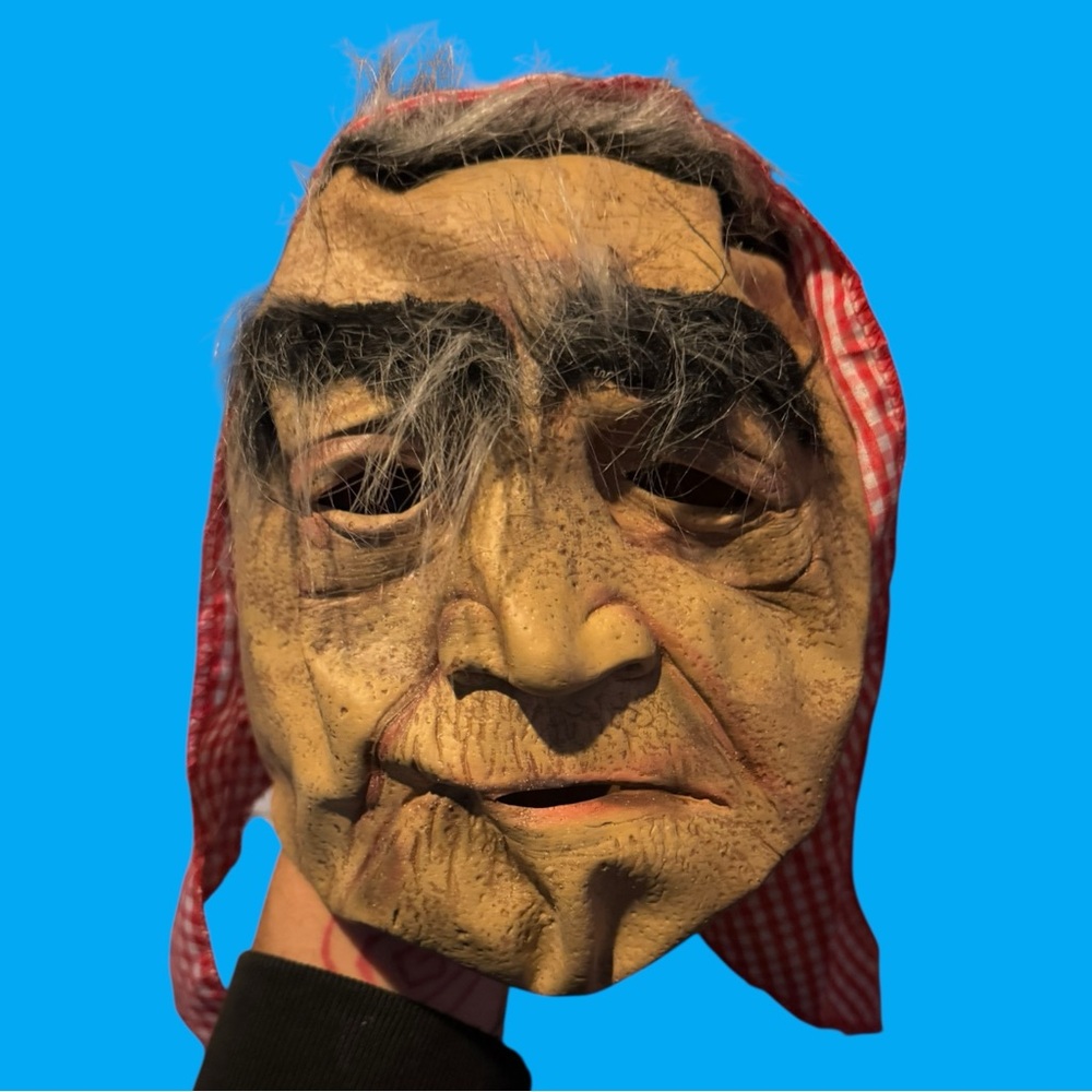 Spirit Halloween Babushka Grandma Old Lady Mask with Hair Horror Cosplay Costume